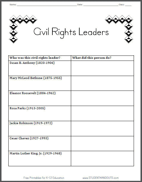 Civil Rights Worksheets Pdf