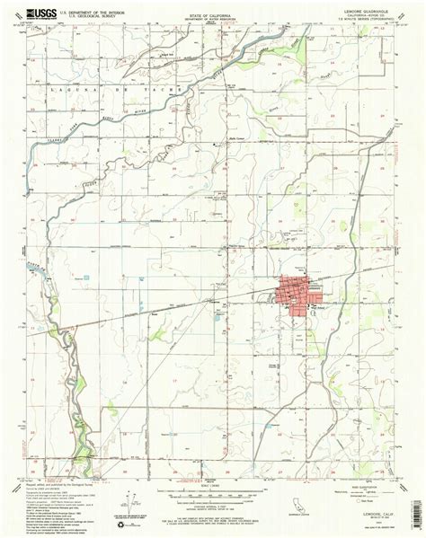 Classic Usgs Lemoore California 7 5 X7 5 Topo Map Mytopo Map Store