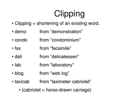 Clipping Words Examples