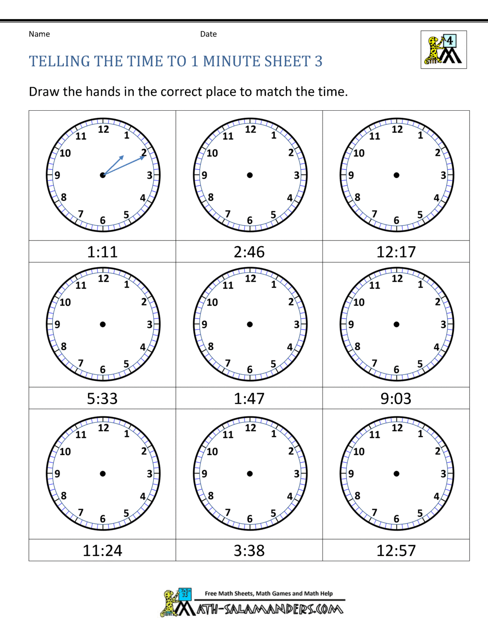 Clock Printable Worksheets