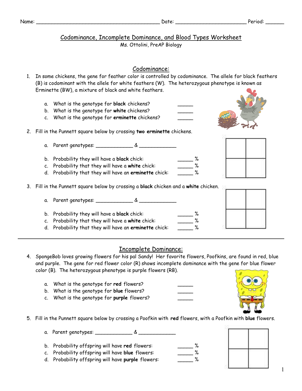 Codominance And Incomplete Dominance Worksheets