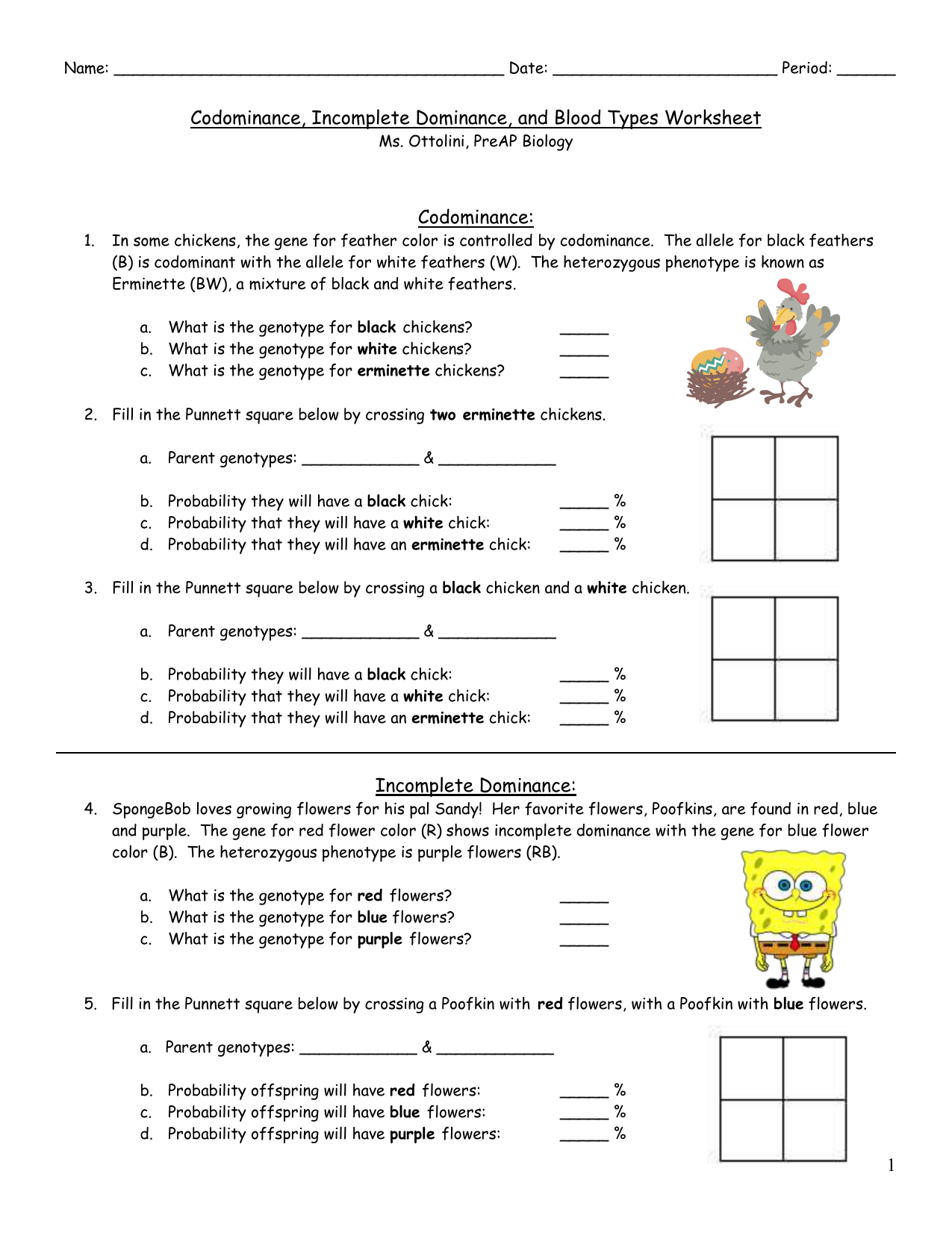 Codominance Worksheets Blood Types