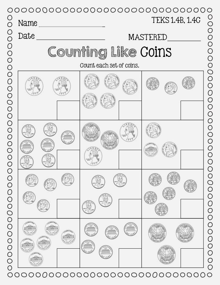 5 Fun Coins Worksheets for 1st Graders