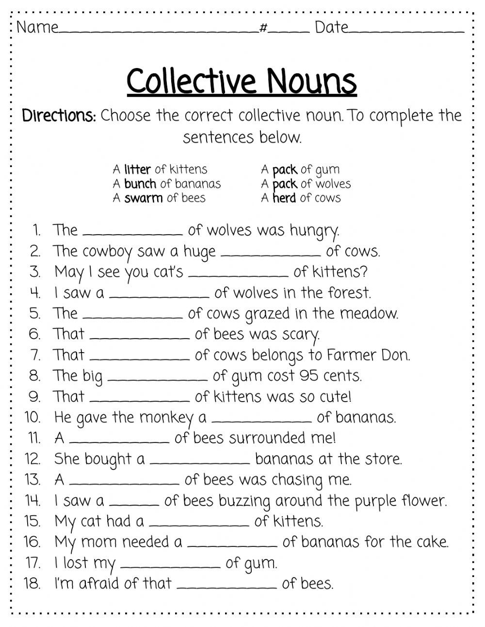 Collective Nouns Worksheet For Class 2 Worksheet