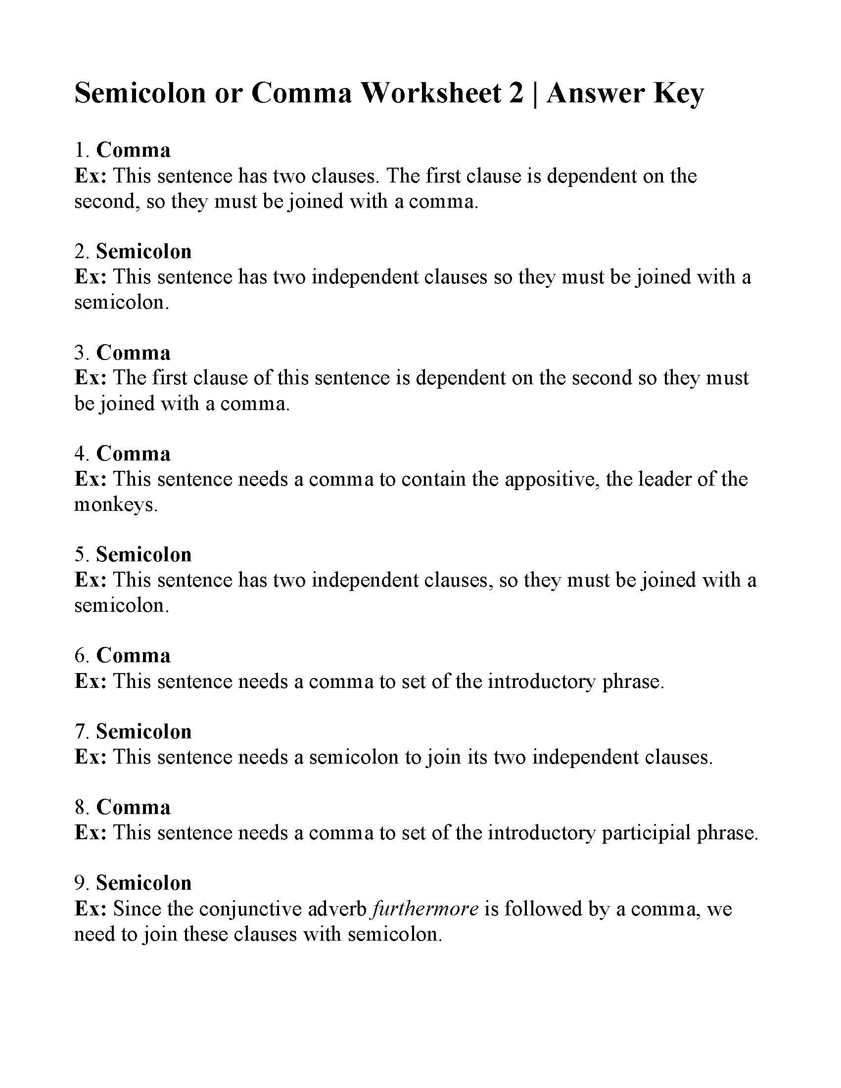 5 Essential Worksheets for Colon and Semicolon Mastery