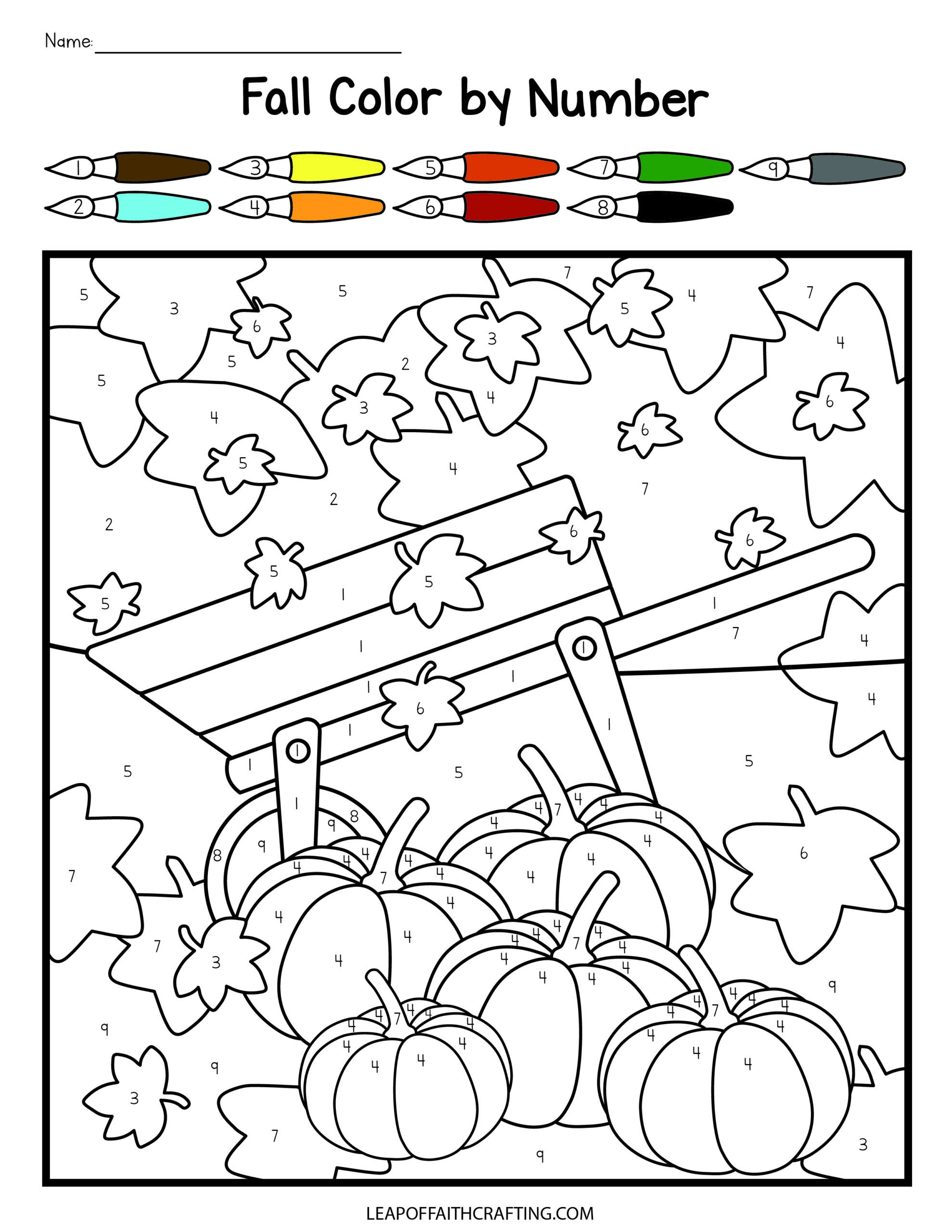 Color By Number Fall Printable