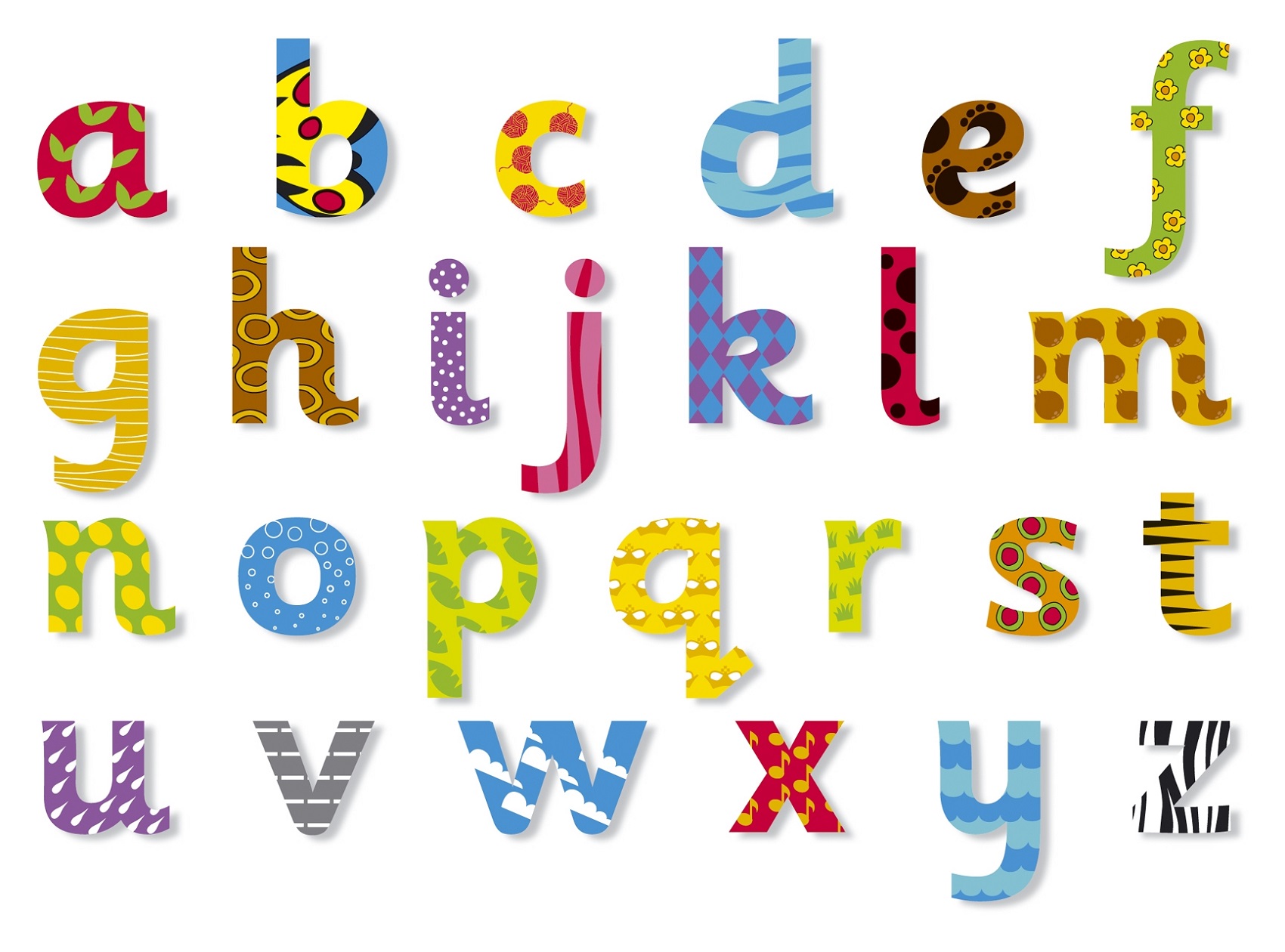 Colorful Alphabet Letters From A To Z In Lower Cases Free Printables