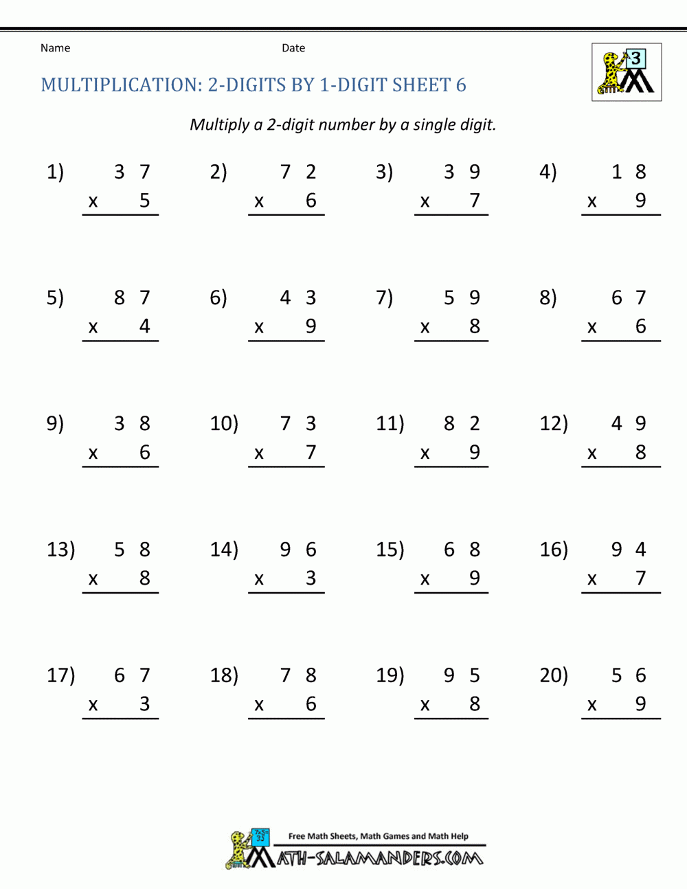 Column Multiplication Ks2 Worksheets Free Printable