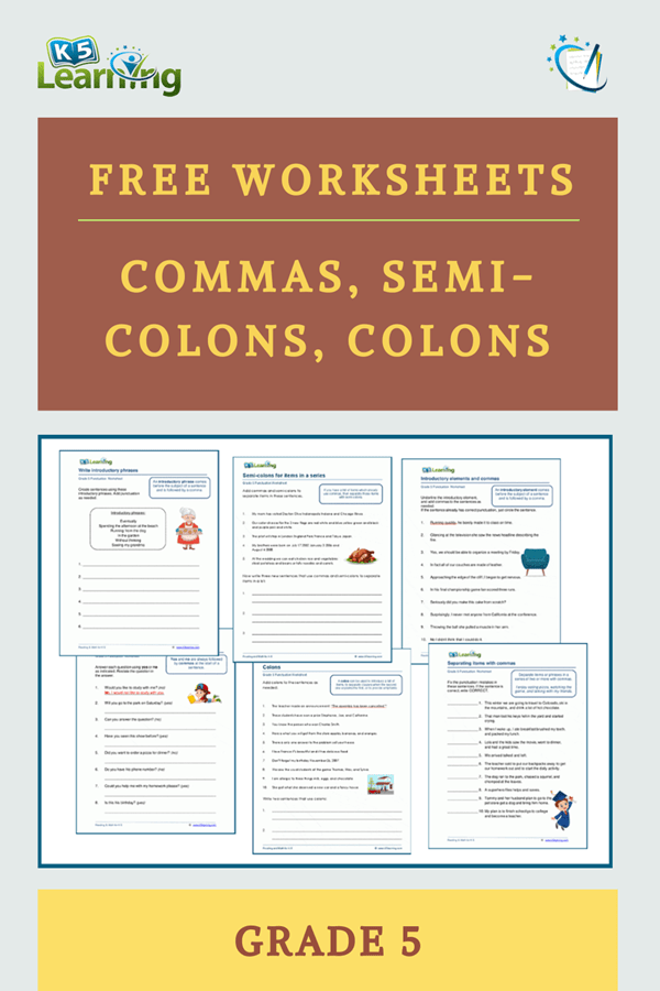 Commas Semi Colons And Colons K5 Learning