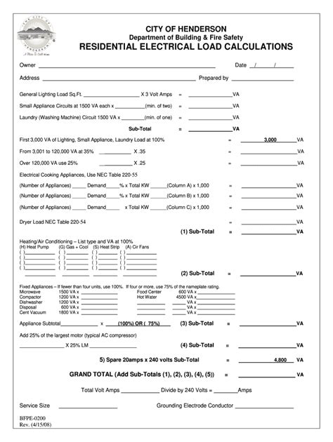 Commercial Load Calculation Worksheet