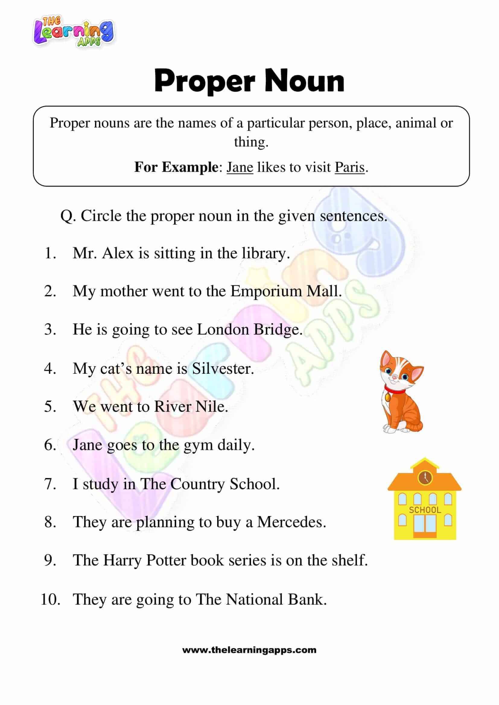 Common And Proper Nouns Worksheet Grade1to6