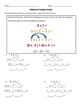 Common Core Distributive Property 3Rd Grade