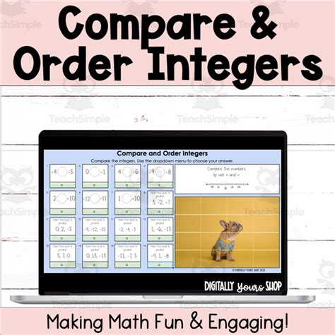 Compare And Order Integers Self Checking Digital Activity By Teach Simple