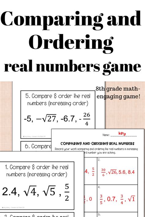 Compare And Order Real Numbers Worksheets