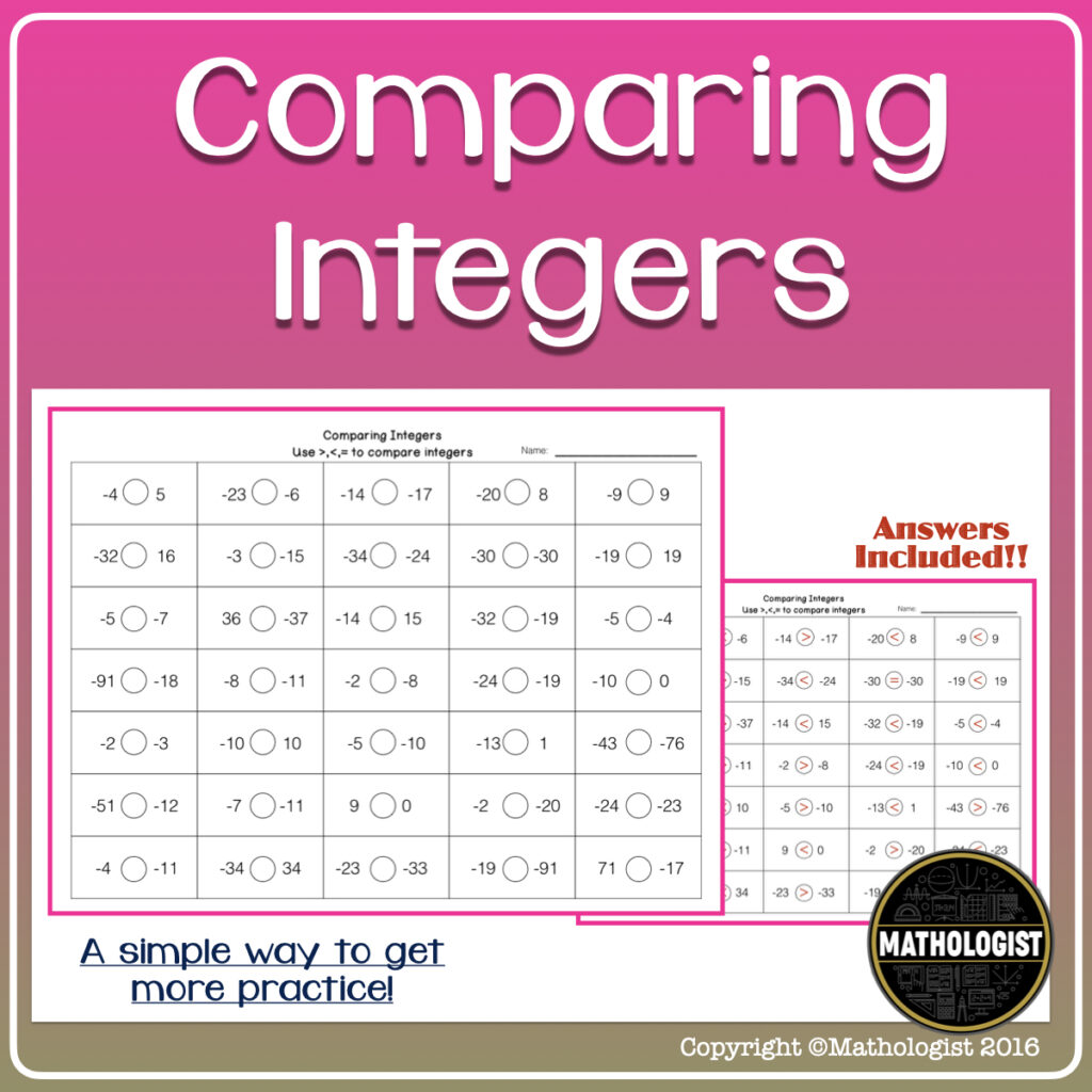 Comparing And Ordering Integers Definition Examples What How