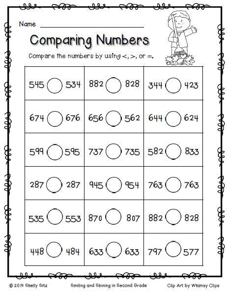 Fun Comparing Numbers Worksheets for 2nd Graders