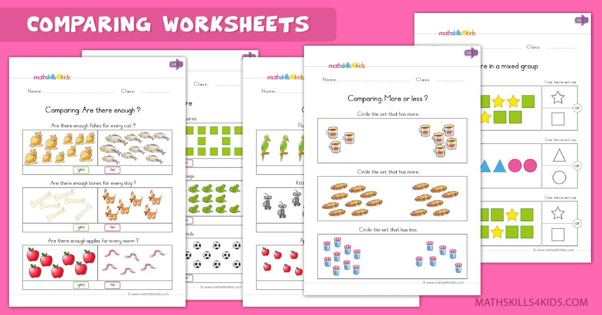 Comparison Worksheets For Kindergarten Compare Numbers And Sizes