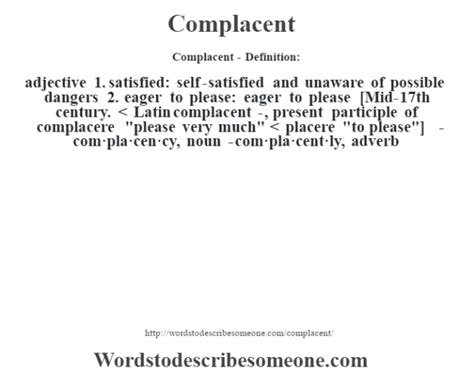 Complacent Definition Complacent Meaning Words To Describe Someone