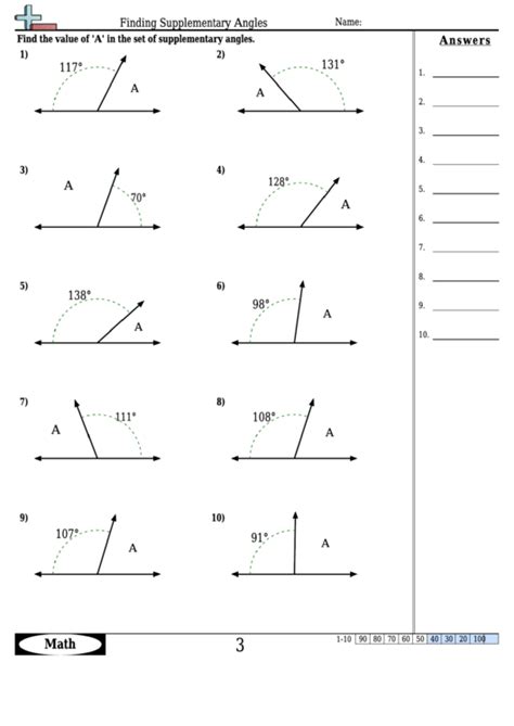 Complementary And Supplementary Angles Worksheets 7Th Grade