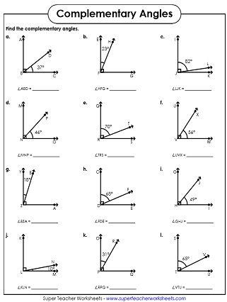 Complementary And Supplementary Angles Worksheets Complementary