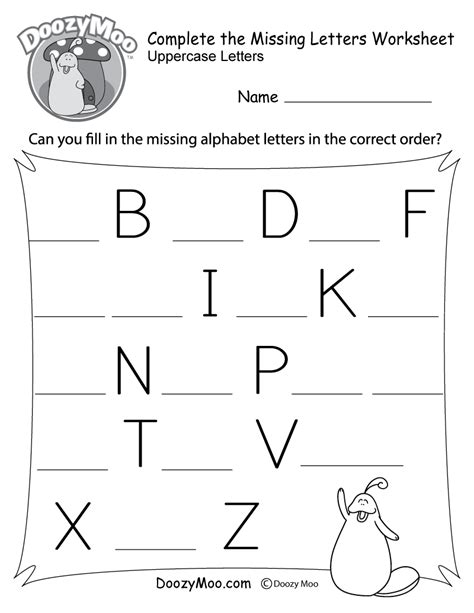 Complete The Missing Alphabet Worksheet