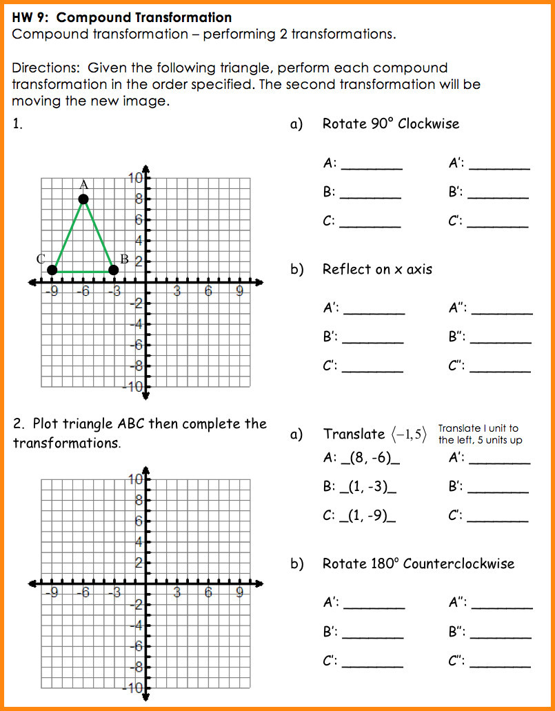 Composition Of Transformation Worksheet