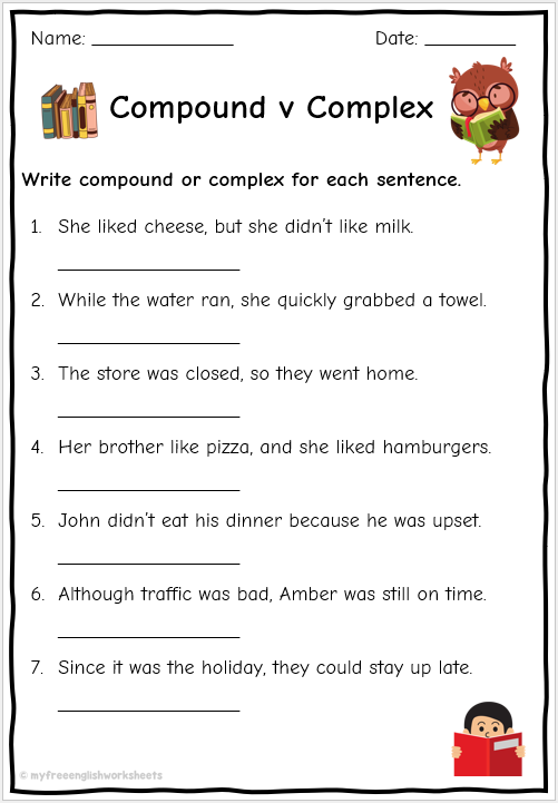 Compound Sentence Worksheets Free English Worksheets