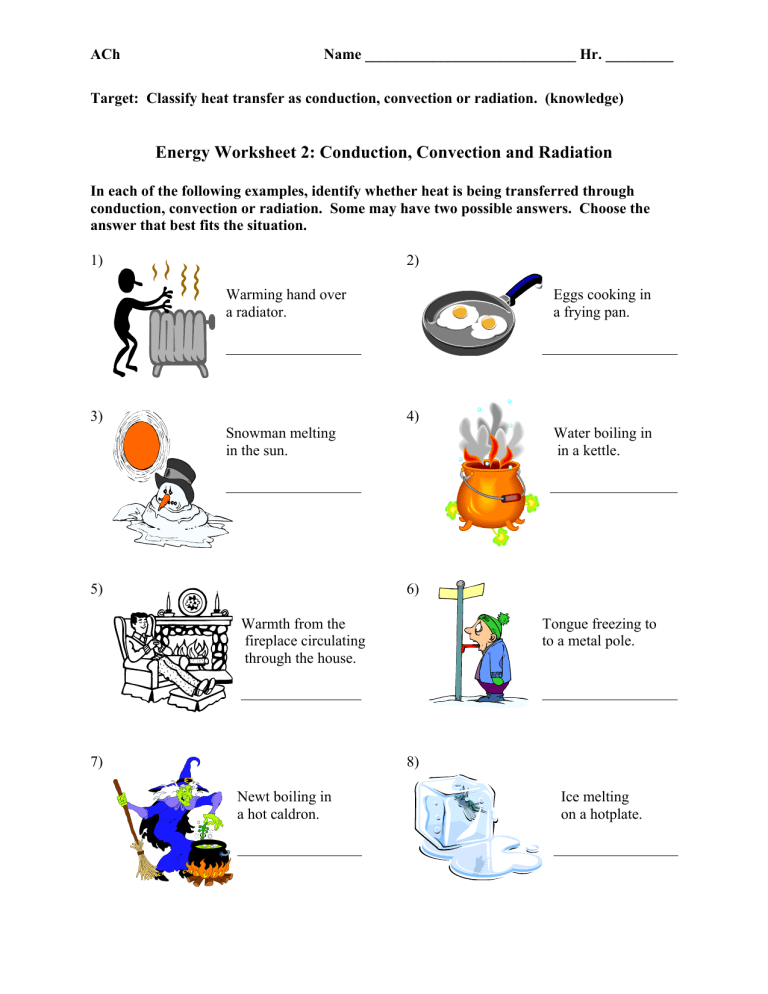 Conduction Convection And Radiation Worksheet Twinkl