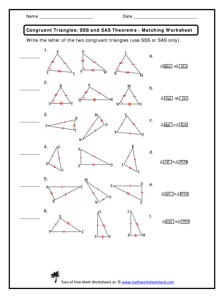 Congruent Triangles Sss Sas Asa Worksheet Answers