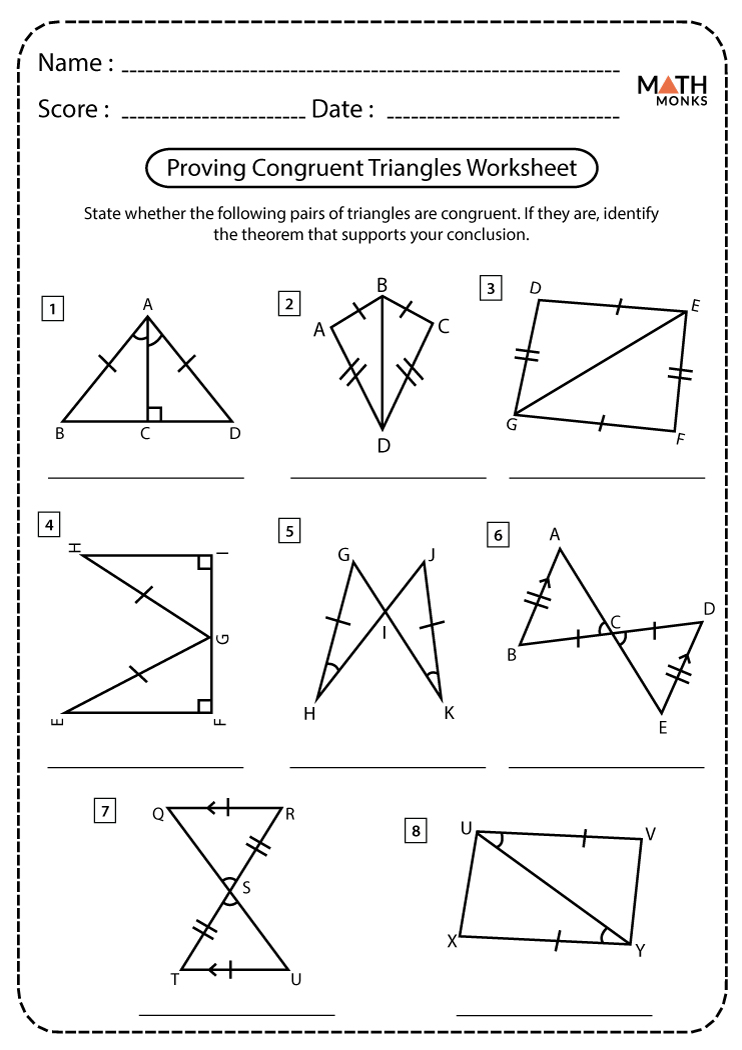 Congruent Triangles Worksheets Geometry