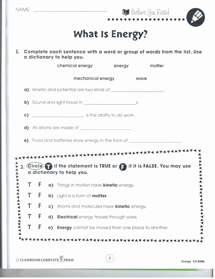 Conservation Of Energy Worksheet E Street Light