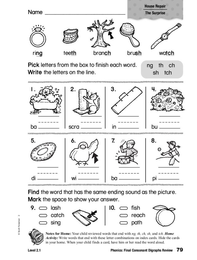 Consonant Digraphs Worksheet For 1St 2Nd Grade Lesson Planet