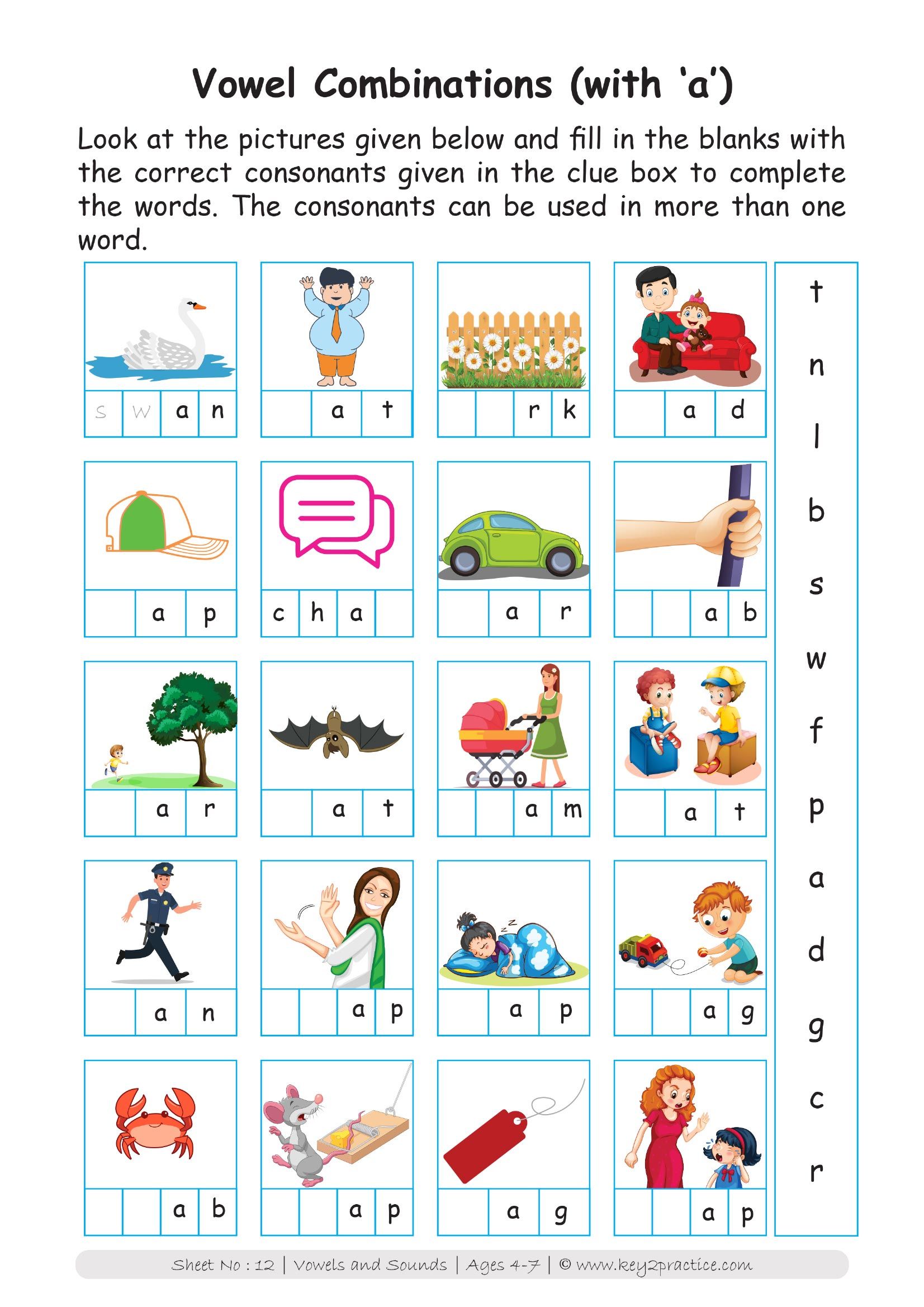 Consonant Vowel Consonant Worksheets