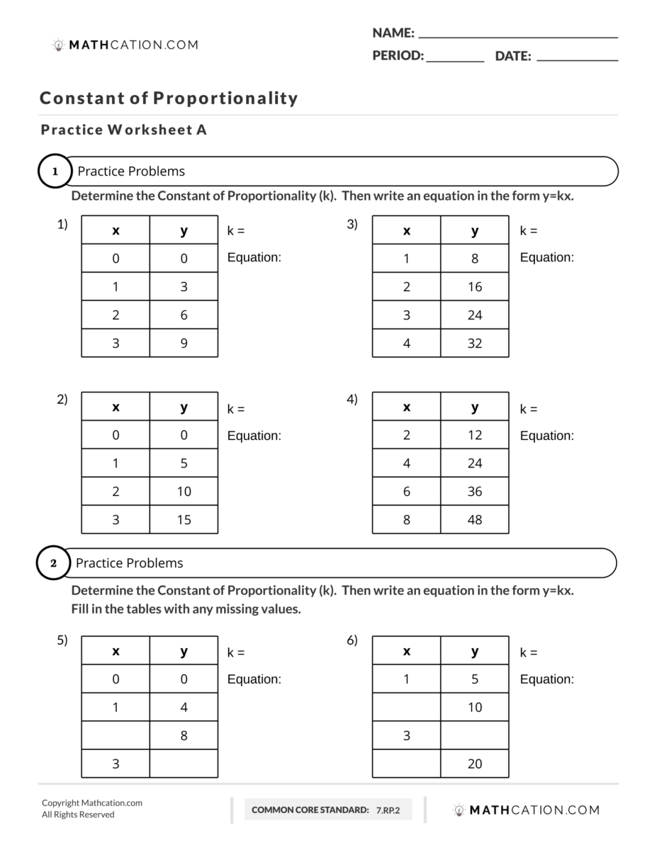 Constant of Proportionality Graph Worksheet Answers Revealed