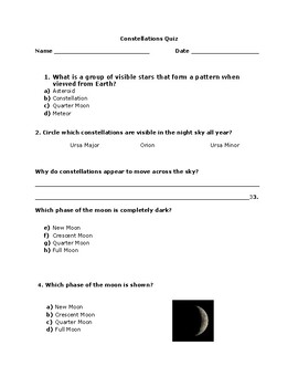 Constellations Worksheet By Jenna Jaso Tpt