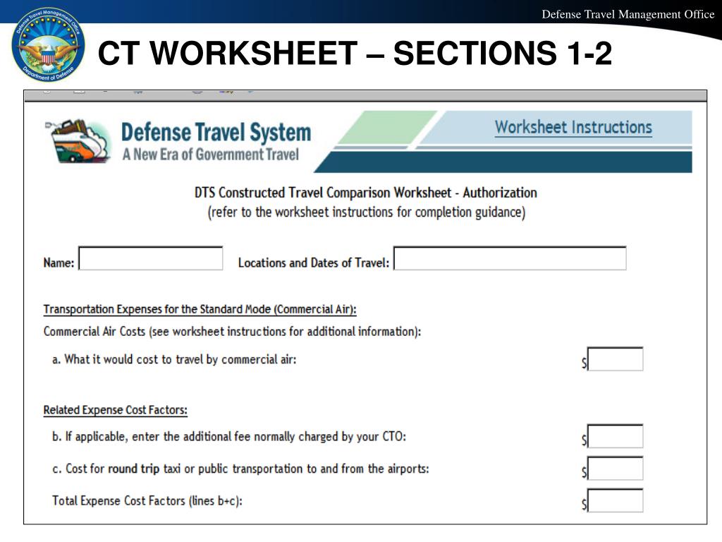 Constructed Travel Worksheet Dts