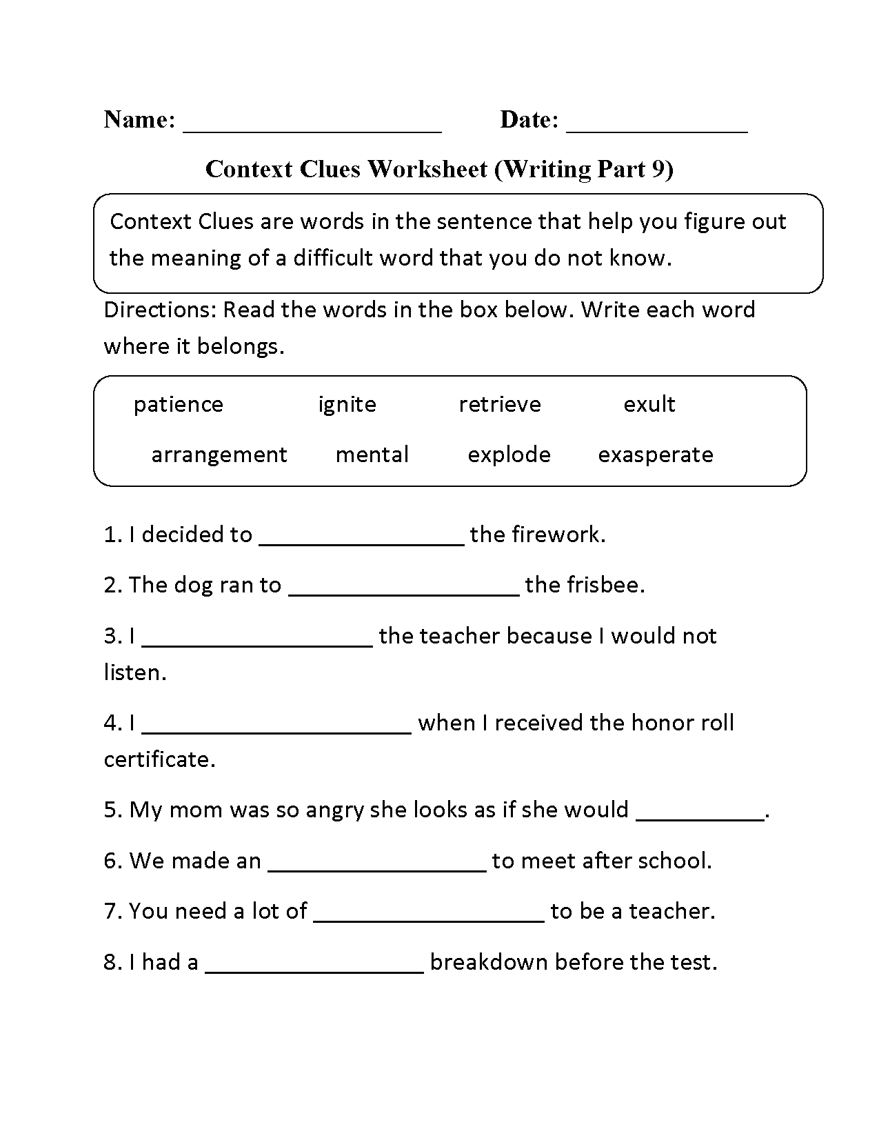 Context Clues Grade 5