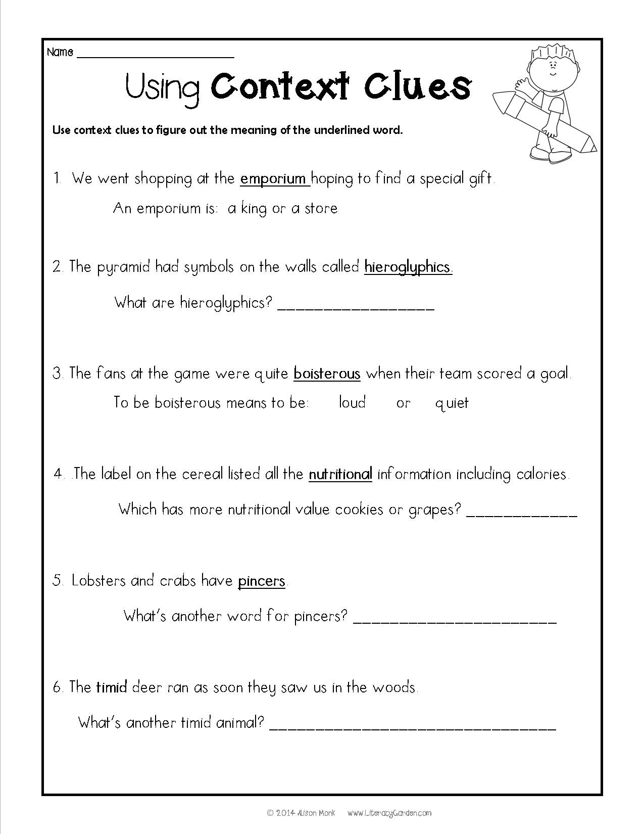 Context Clues Practice 5Th Grade