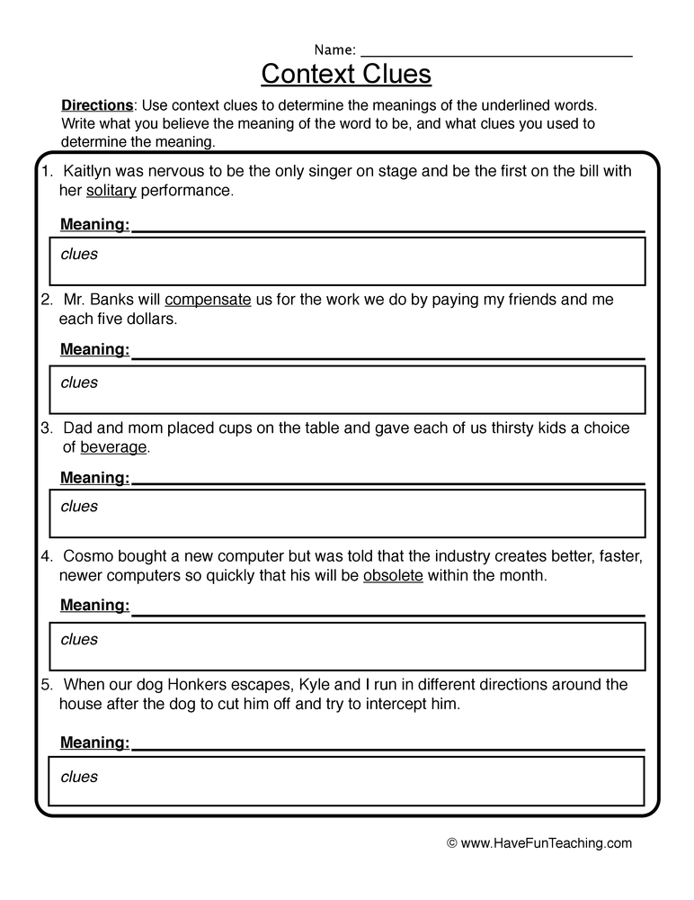 Context Clues Practice Activities Printable And Digital In 2020