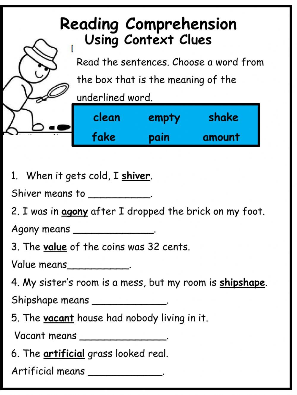 Context Clues Worksheet 1 3 Reading Activity