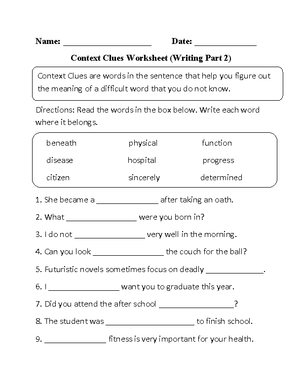 Context Clues Worksheets 4Th Grade Multiple Choice Thekidsworksheet