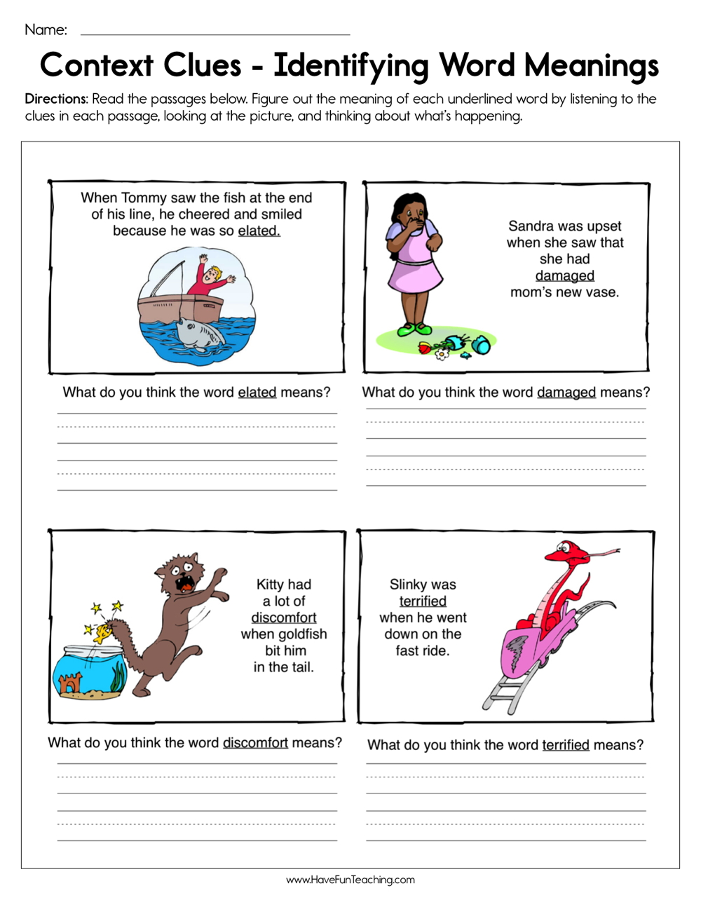 Context Clues Worksheets For 1St Grade Pick The Meaning Worksheets