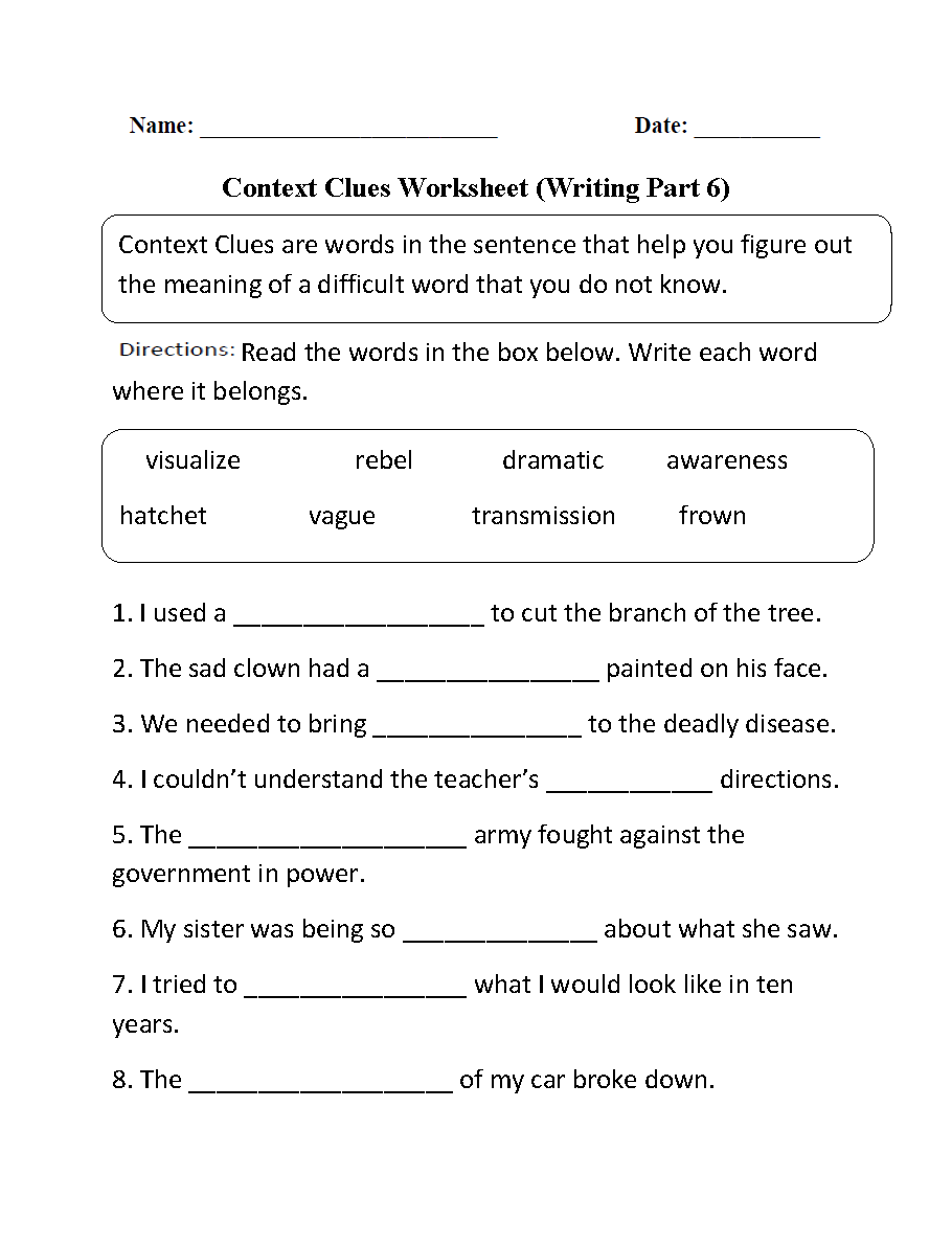 Context Clues Worksheets Vocabulary Printable 1St Through 3Rd Grade Etsy