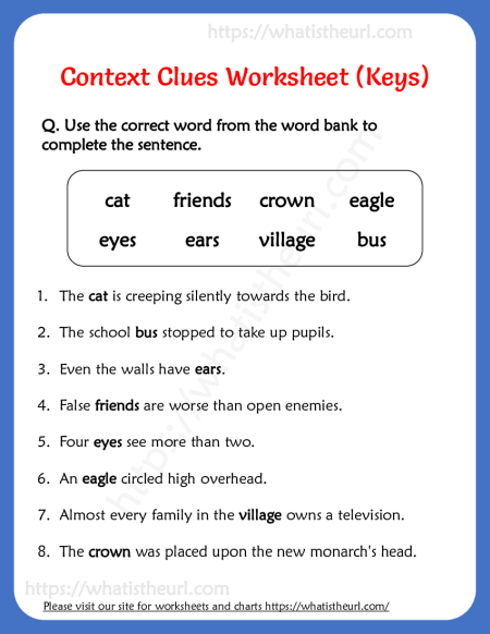 Context Clues Worksheets With Answers K5 Learning