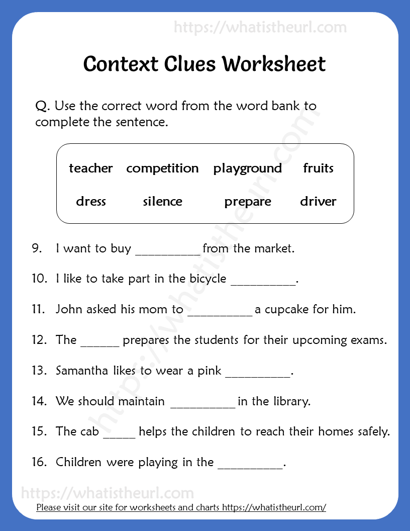 Context Clues Worksheets