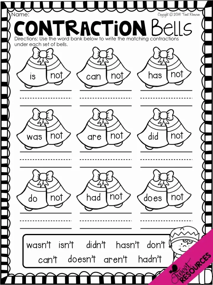 Contractions Worksheet 1St Grade