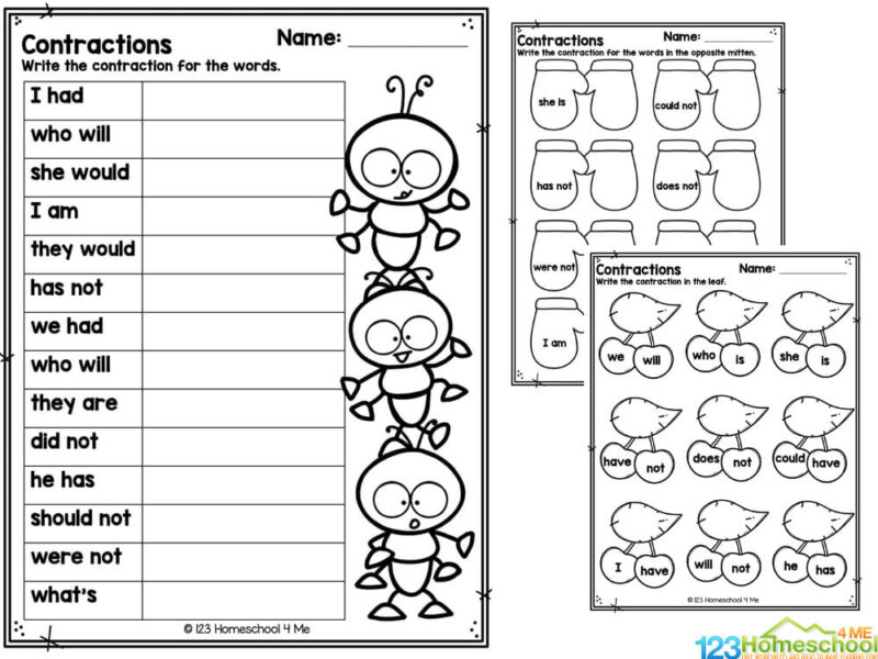 Contractions Worksheet 2Nd Grade Chart Sheet Gallery