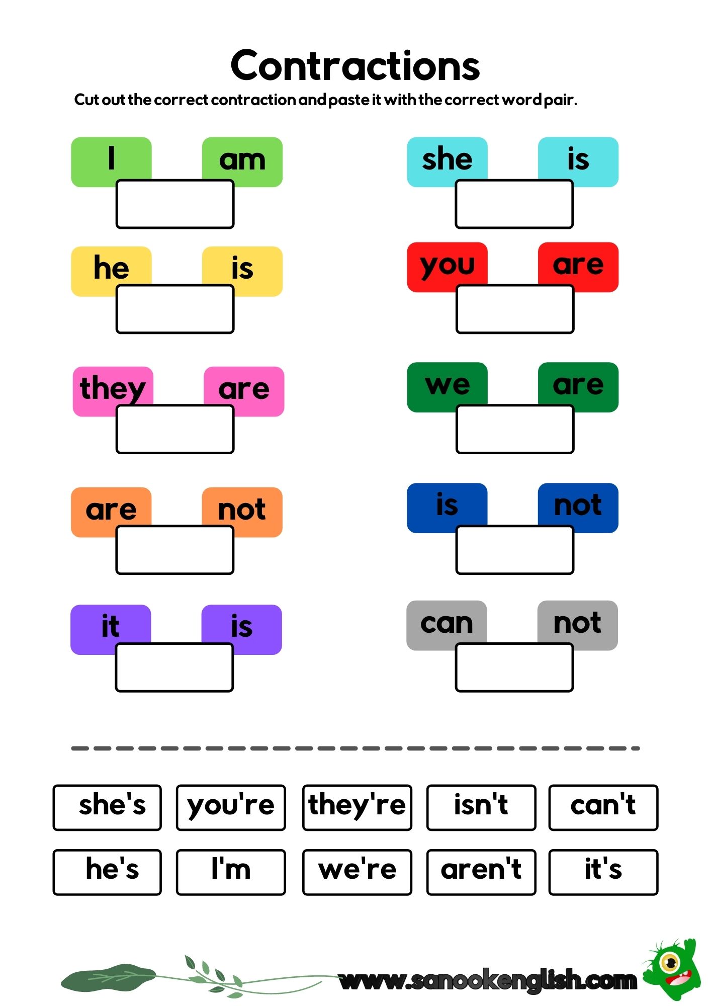 Contractions Worksheets And Activities Fun And Engaging Review Grammar