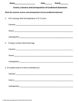 Converse Inverse Contrapositive Made Easy With This Worksheet