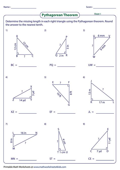 Converse Of Pythagoras Worksheets